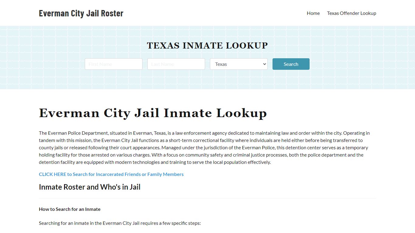 Everman Police Department & City Jail, TX Inmate Roster, Arrests, Mugshots